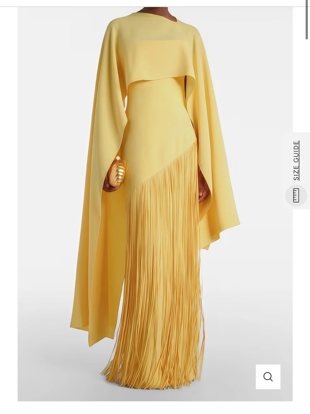 Miss Rossier Yellow Fringe Cape Maxi Dress